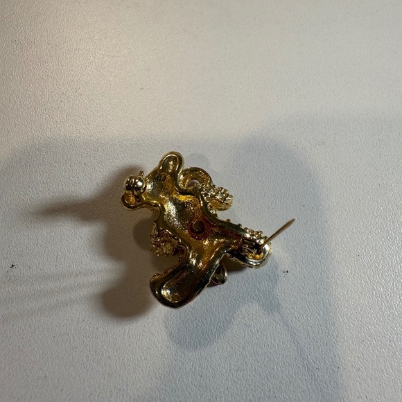 Vintage Christmas Teddy Bear with Candy Cane Holiday Brooch Pin Festive Jewelry - Picture 3 of 3